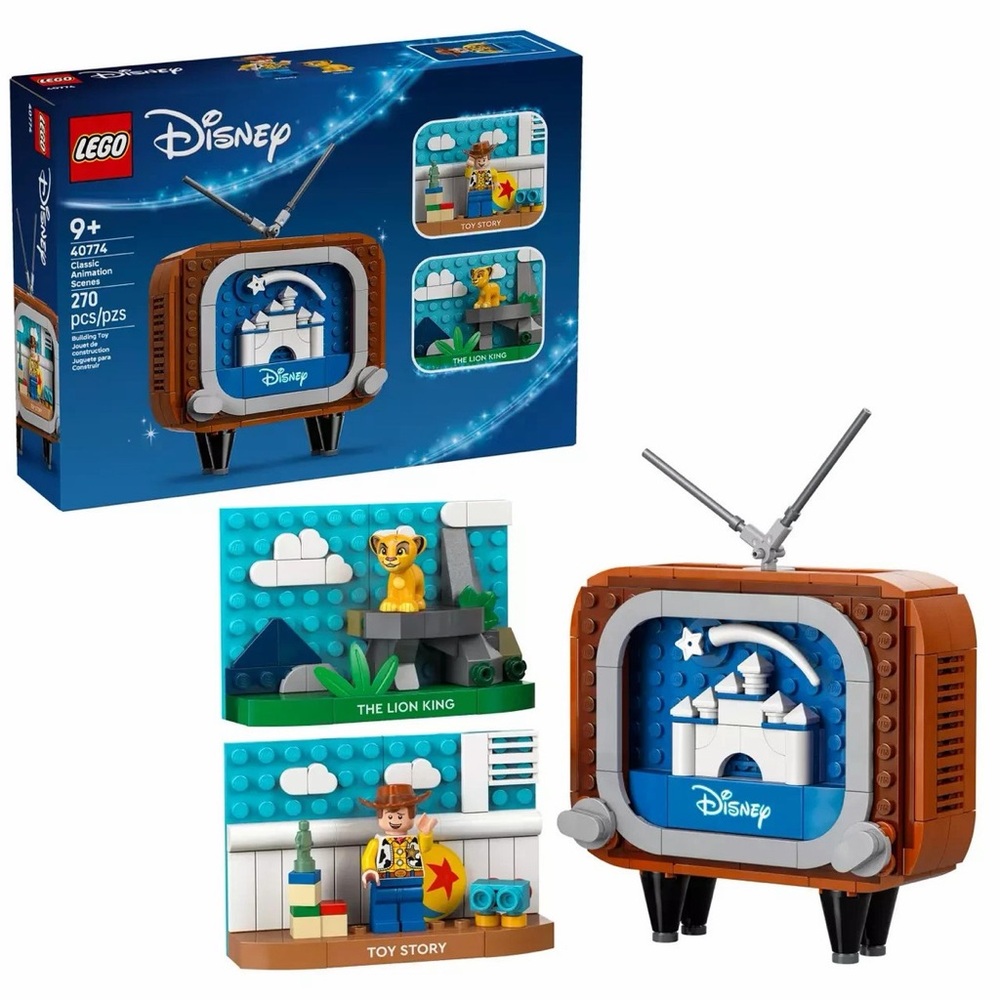 LEGO Disney Classic TV Set with Lion King and Toy Story ANIMATION SCENES NWOT